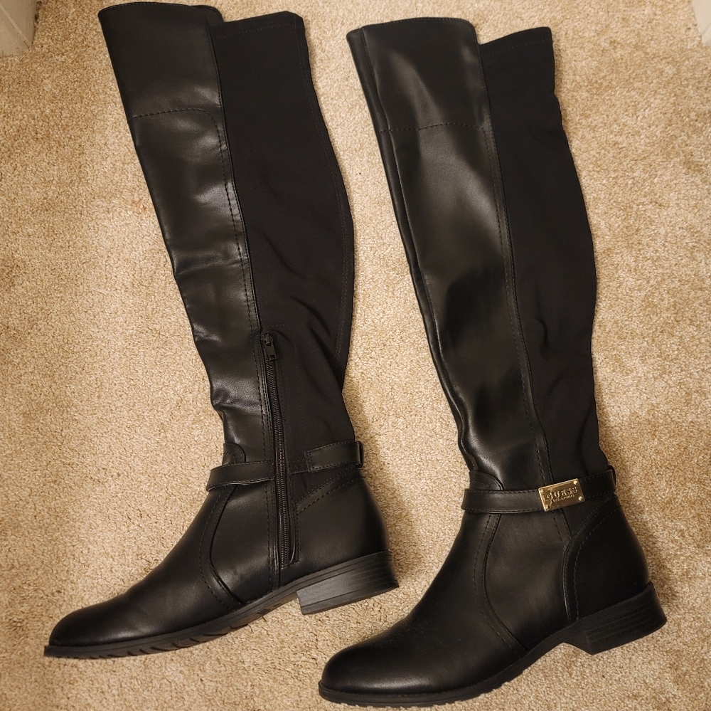 GUESS Black Over the Knee Sweep Riding Boots, Size 7.5